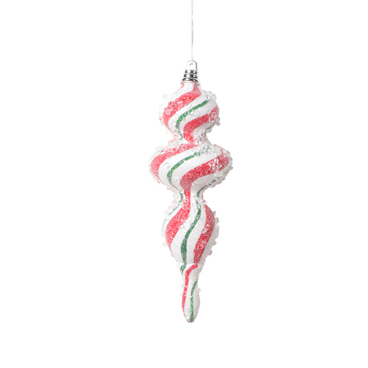 Vickerman 7" White Red Green Swirl Shuttle Ornament 3 per bag.