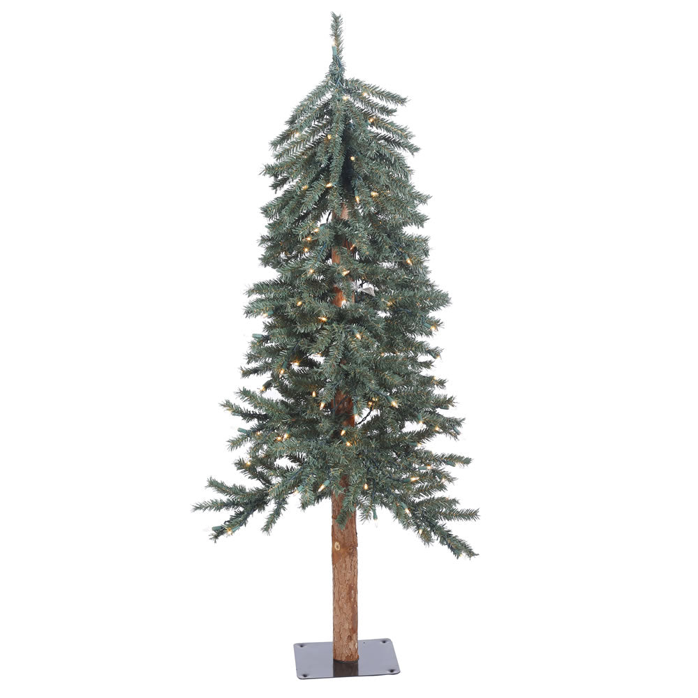 Vickerman 4' Natural Bark Alpine Artificial Christmas Tree Warm White Dura-lit LED Lights