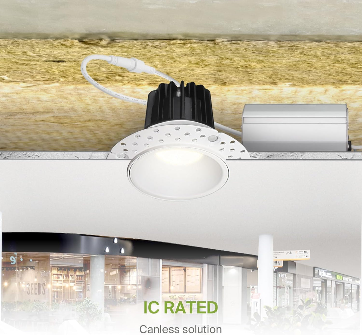 ASD Lighting LED Trimless Downlight Round 2inch 8W 120V Triac 2700/3000/3500/4000/5000K White ETL Energy Star