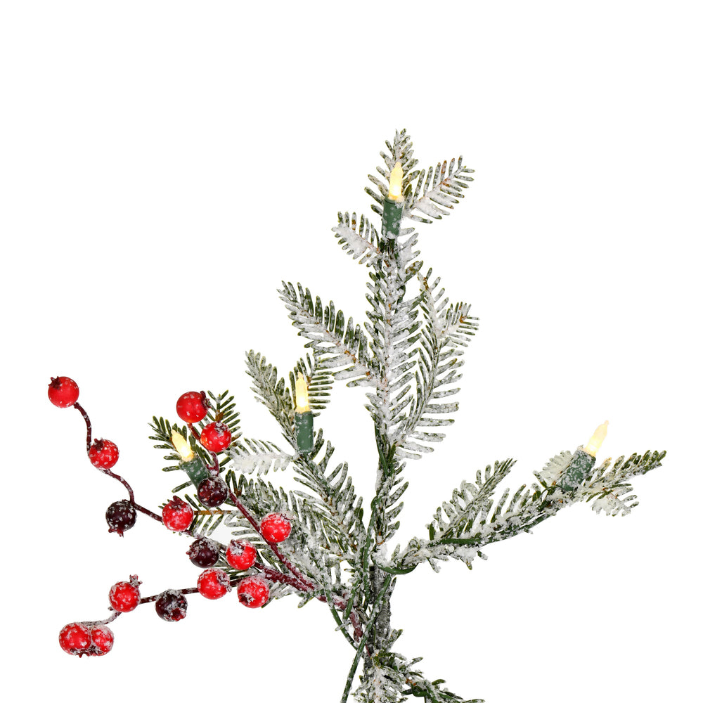 Vickerman 5.5' x 24" Frosted Berry Potted Pine Artificial Christmas Tree Warm White LED Lights