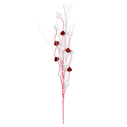 Vickerman Red/White Glitter Ball Curly Artificial Christmas Spray. Includes 6 sprays per pack.