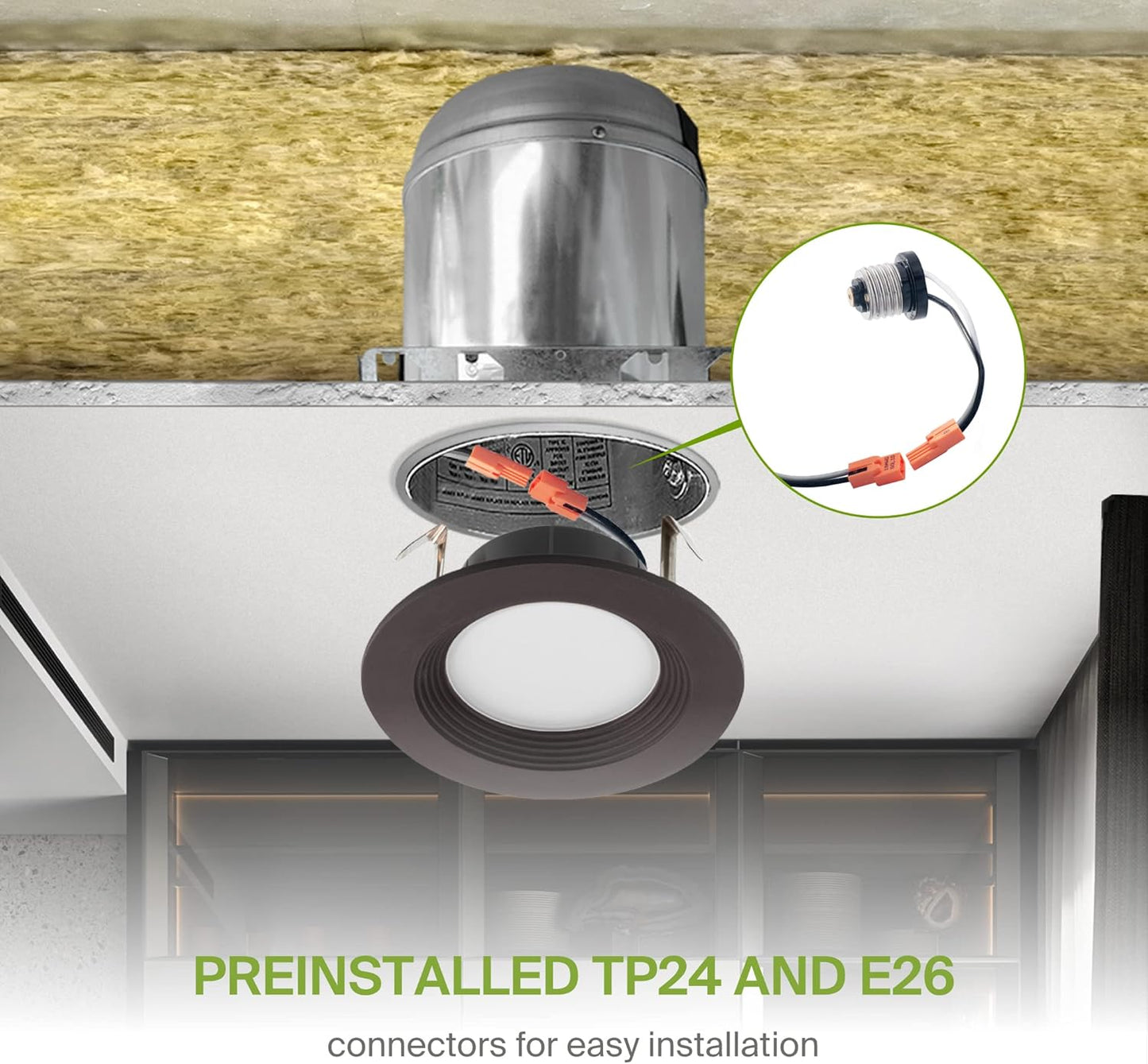 ASD Lighting LED Round Downlight Retrofit Kit 4" 8.6W 120V CCT Selectable 2700/3000/3500/4000/5000K Dimmable PC, Baffle Trim, Oil Rubbed Bronze UL