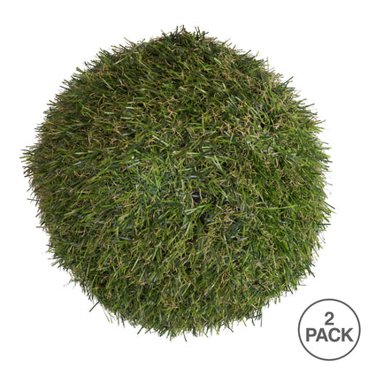 Vickerman 7.25" Artificial Green Grass Ball Pack of 2