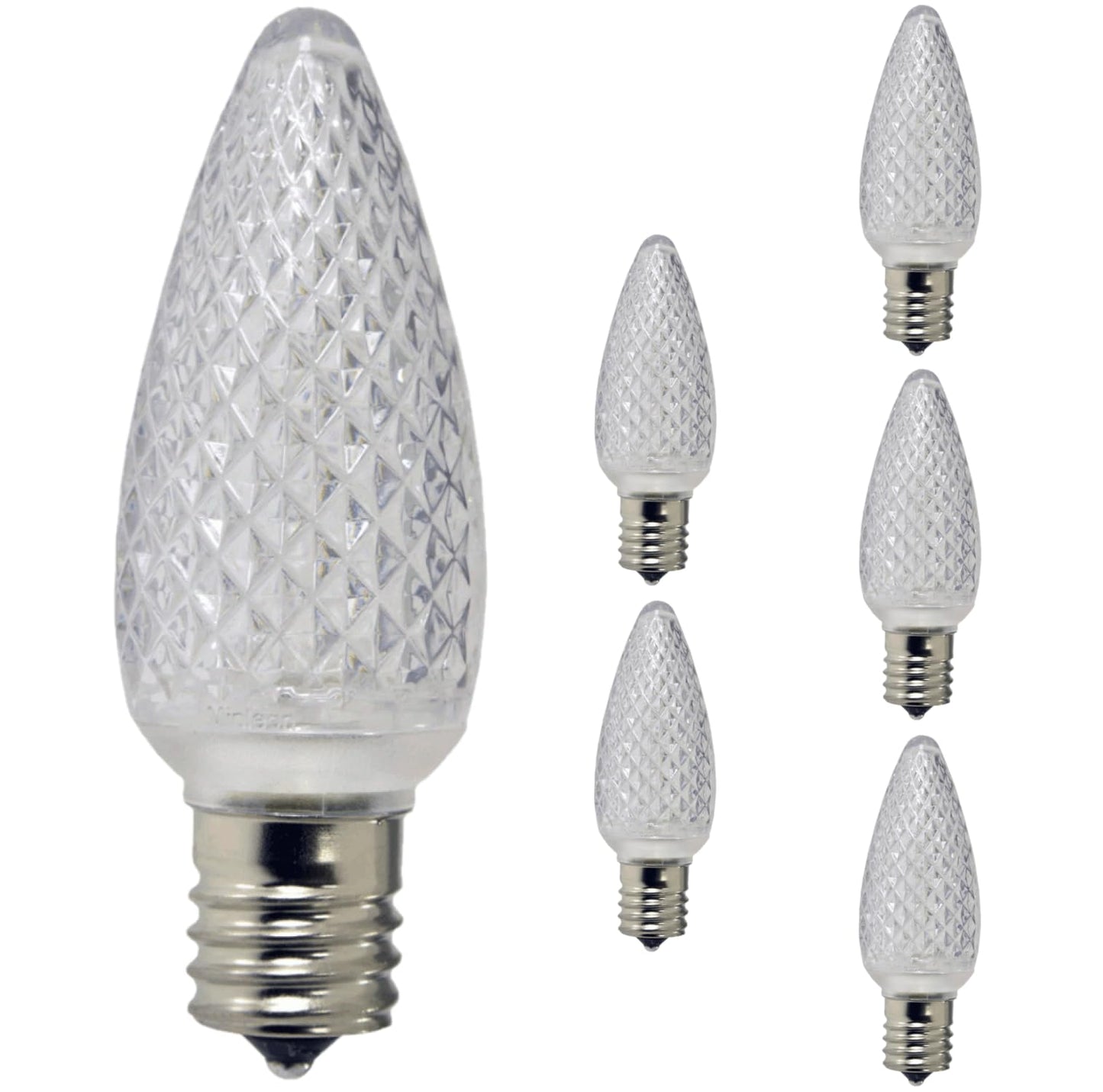 Damar- C9 LED Christmas Light Bulb Faceted Clear 6500K Daylight 0.96W E17 Intermediate Base Dimmable 100-130V- Commercial Grade Shatterproof String Light Replacement for Patio Holiday Bulb