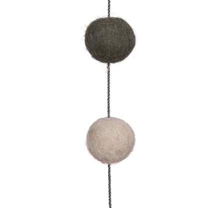 Vickerman 6' Gray and Silver Wool Pom Pom Garland