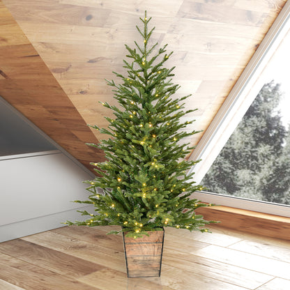 Vickerman 4' x 31" Gibson Slim Potted Pine Artificial Christmas Tree Warm White Dura-lit LED Lights