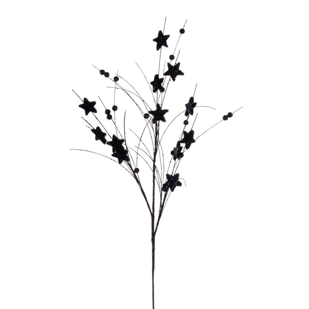 Vickerman 33" Black Star and Ball Glitter Spray 6 per bag.