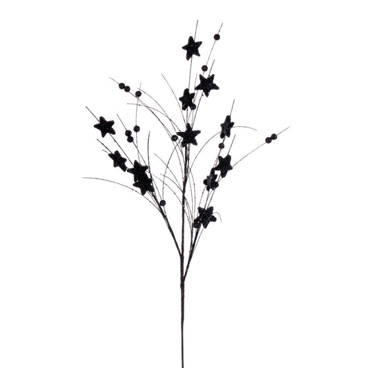 Vickerman 33" Black Star and Ball Glitter Spray 6 per bag.