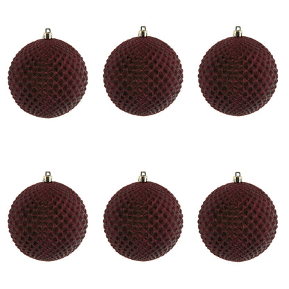 Vickerman 4" Wine Durian Glitter Ball Ornament 6 per Bag