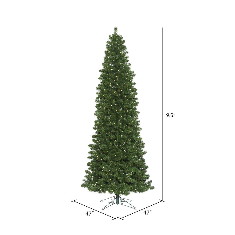 Vickerman 9.5' Oregon Fir Slim Artificial Christmas Tree Wide Angle Single Mold Warm White LED Lights