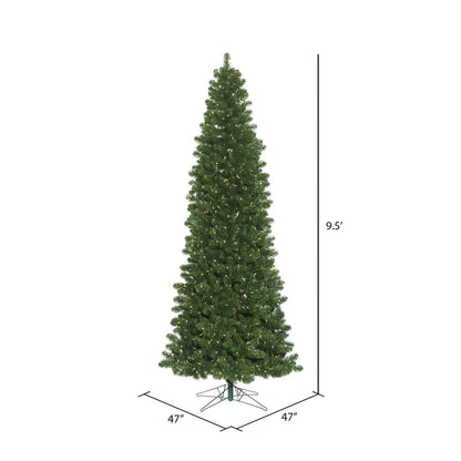 Vickerman 9.5' Oregon Fir Slim Artificial Christmas Tree Wide Angle Single Mold Warm White LED Lights