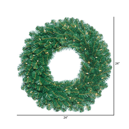 Vickerman 24" Oregon Fir Artificial Christmas Wreath Clear Dura-lit Incandescent Mini Lights
