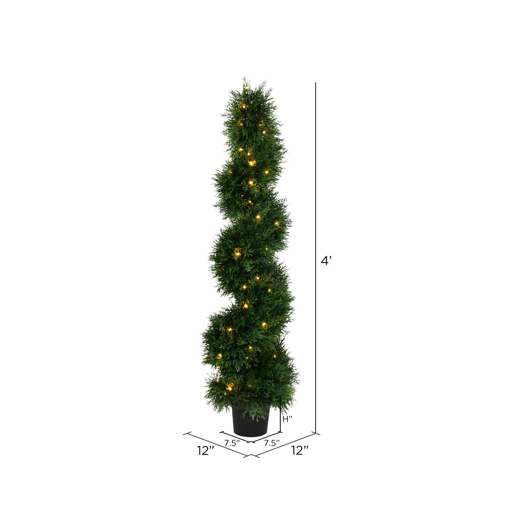 Vickerman 4' Artificial Potted Green Cedar Spiral Tree.