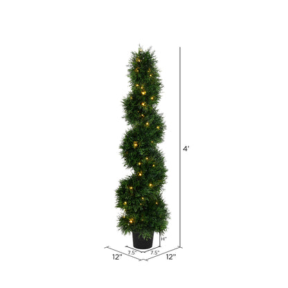 Vickerman 4' Artificial Potted Green Cedar Spiral Tree.