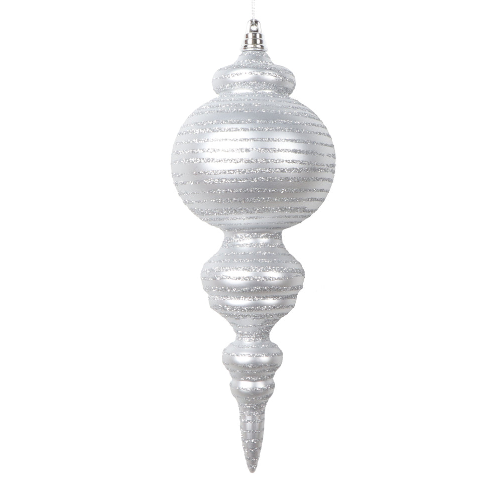 Vickerman 10" Matte Silver Finial Ornament 2 per bag.