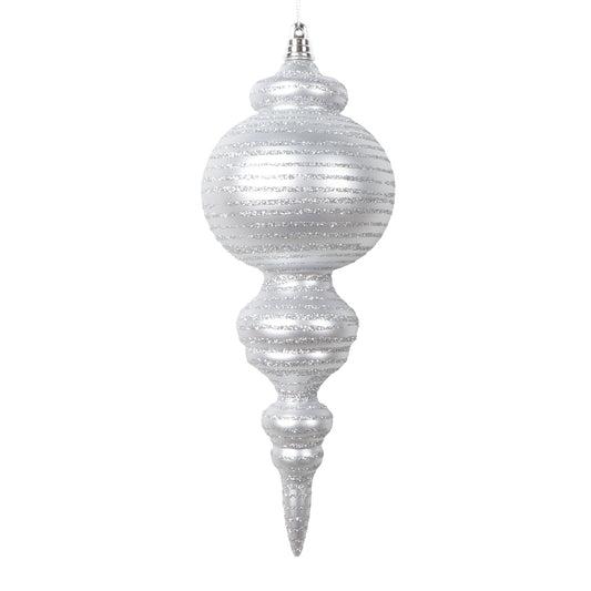 Vickerman 10" Matte Silver Finial Ornament 2 per bag.