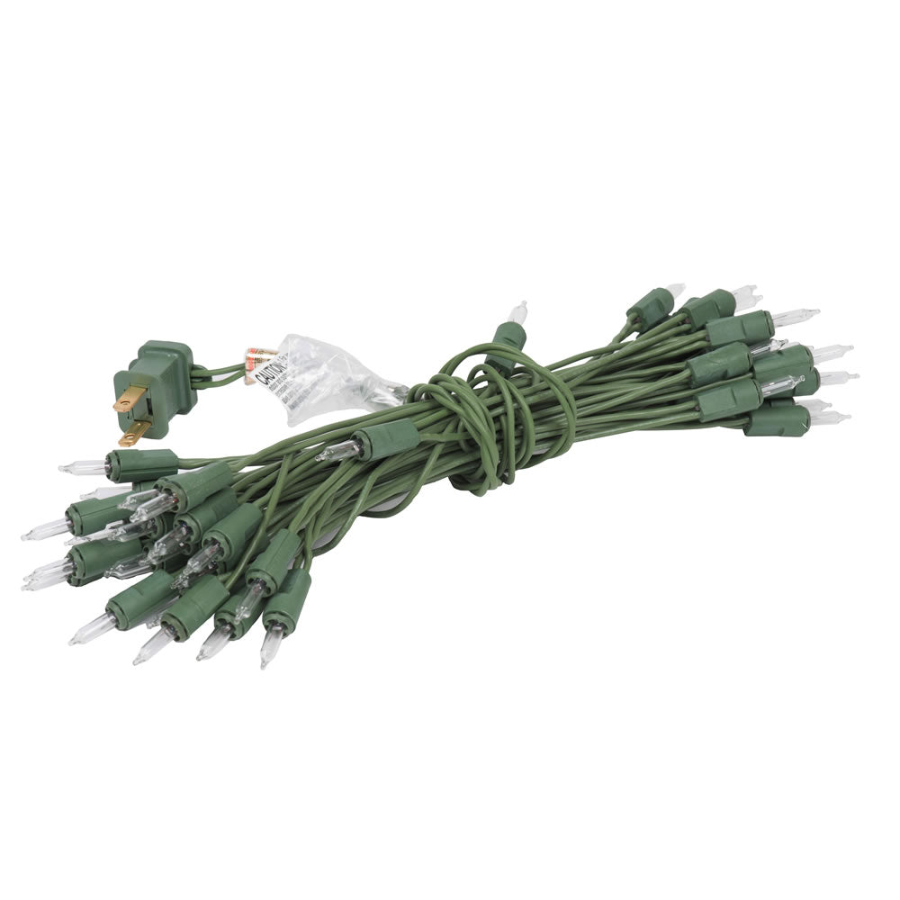 Vickerman 50 Clear Dura-lit Mini Light on Green Wire, 37' Christmas Light Strand