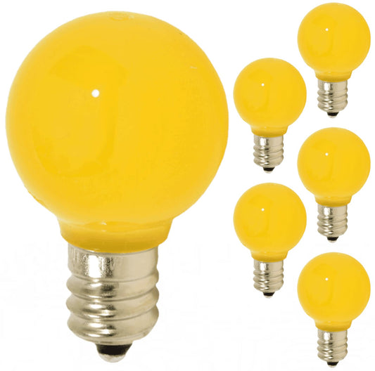 Damar- G9 LED Bulb Solid Yellow Dimmable 0.6W-0.96W E12 Candelabra Base 100-130V Pack of 6- Small Globe Mood Colored Lighting for Party Christmas Home Decoration