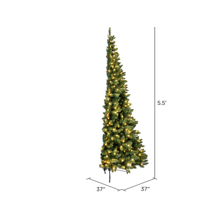 Vickerman 5.5' x 37" Chapel Pine Artificial Christmas Half Tree Warm White Dura-lit LED Lights