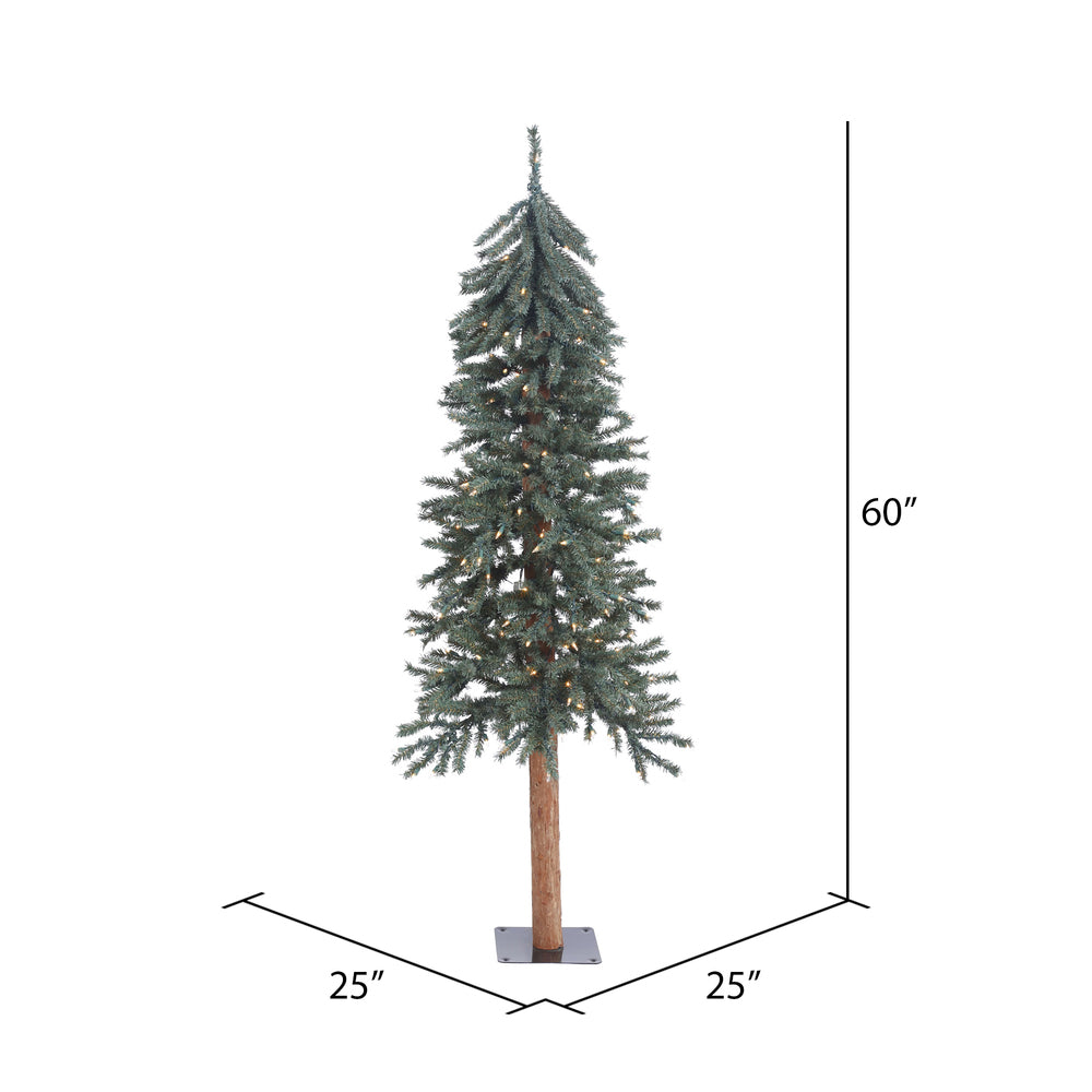 Vickerman 5' Natural Bark Alpine Artificial Christmas Tree Warm White Dura-lit LED Lights