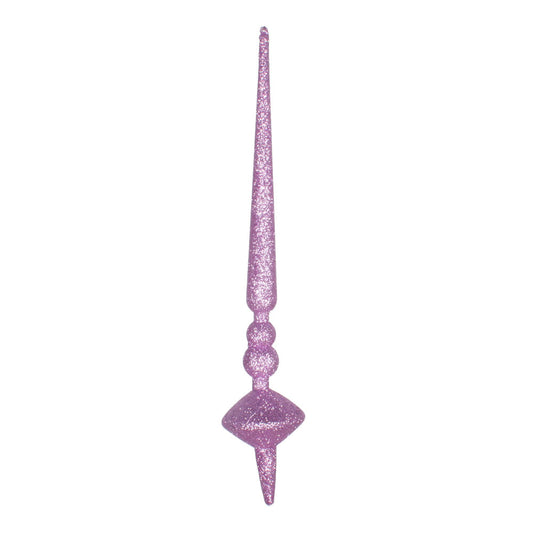 Vickerman 12" Orchid Glitter Cupola Finial. This long finial ornament adds depth and texture to any holiday decorating project. Made with shatterproof plastic. Includes 3 pieces per bag.