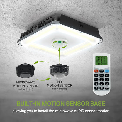 ASD Lighting LED Edge-Lit Canopy with Q-base 60/70/100W 120-277V 0-10V Dimmable 140Lm/W 3000/4000/5000K Black UL DLC Premium