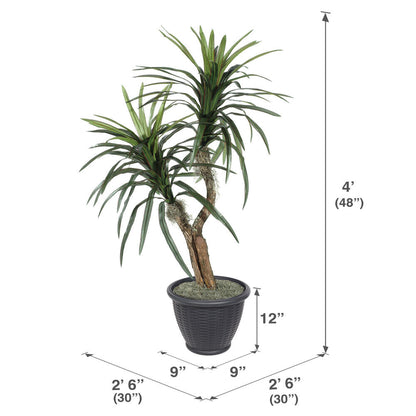 Vickerman 4' Artificial Marginata Bush Gray Round Plastic Container.