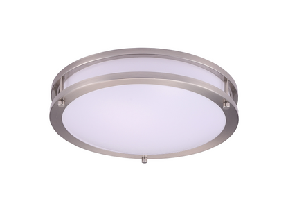 ASD Lighting LED Double Ring Flushmount 14inch 21W 120V Triac 3000/4000/5000K Nickel ETL