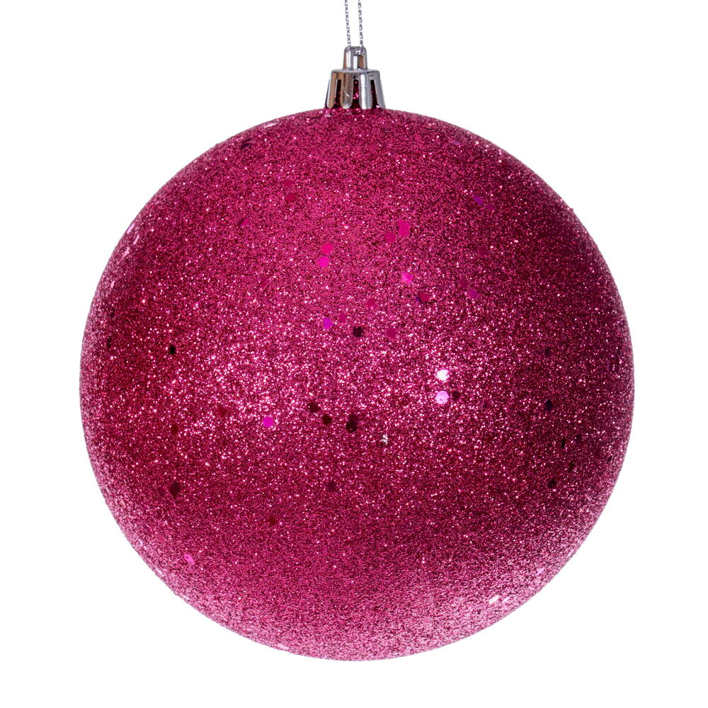 Vickerman 4.75" Hot Pink 4-Finish Ball Ornament 4 per bag.