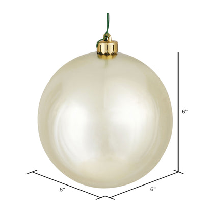 Vickerman 6" Champagne Shiny Ball Ornament 4 per Bag