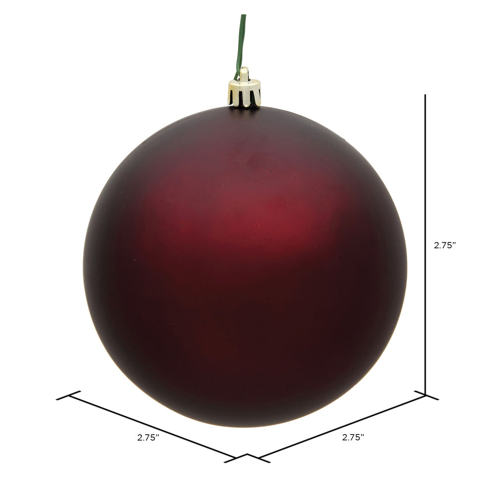 Vickerman 2.75" Burgundy Matte Ball Ornament 12 per Bag