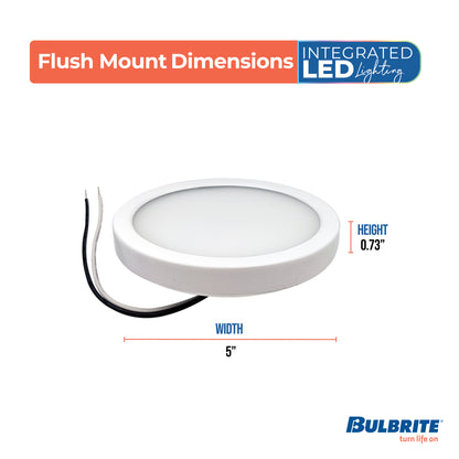 Bulbrite 773603 5 in.Round 10.3-Watt 5 Color Selectable LED LED Flush Mount Light, 850 Lumens, White