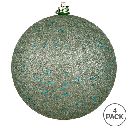 Vickerman 6" Frosty Mint Sequin Ball Ornament 4 per Bag