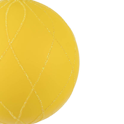 Vickerman 4" Yellow Matte and Glitter Swirl Ball Ornament 4 per Box