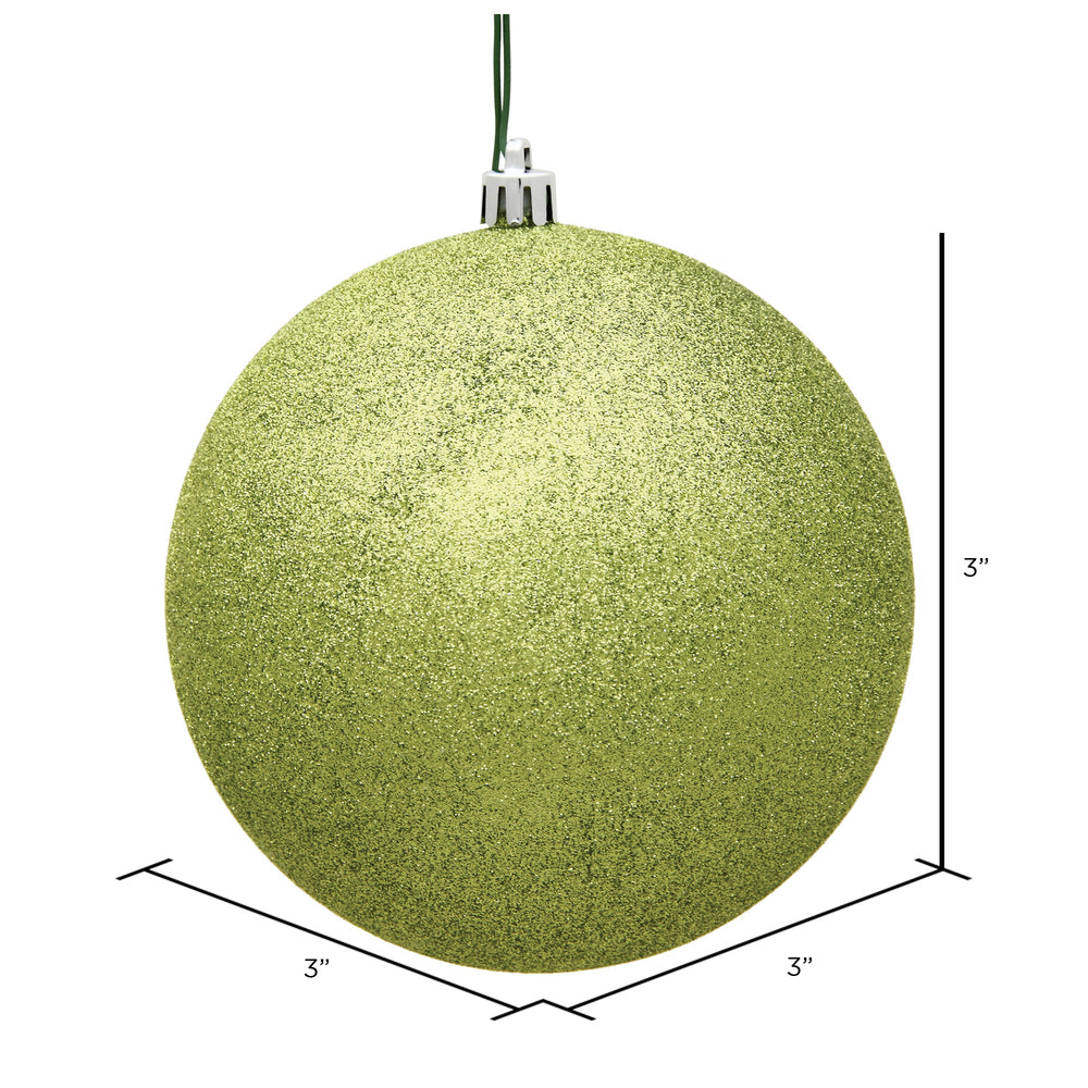 Vickerman 3" Lime Glitter Ball Ornament 12 per Bag
