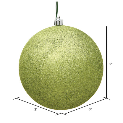 Vickerman 3" Lime Glitter Ball Ornament 12 per Bag