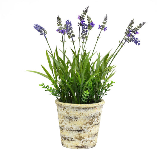 Vickerman 16.5" Artificial Lavender in Round Paper Pot.
