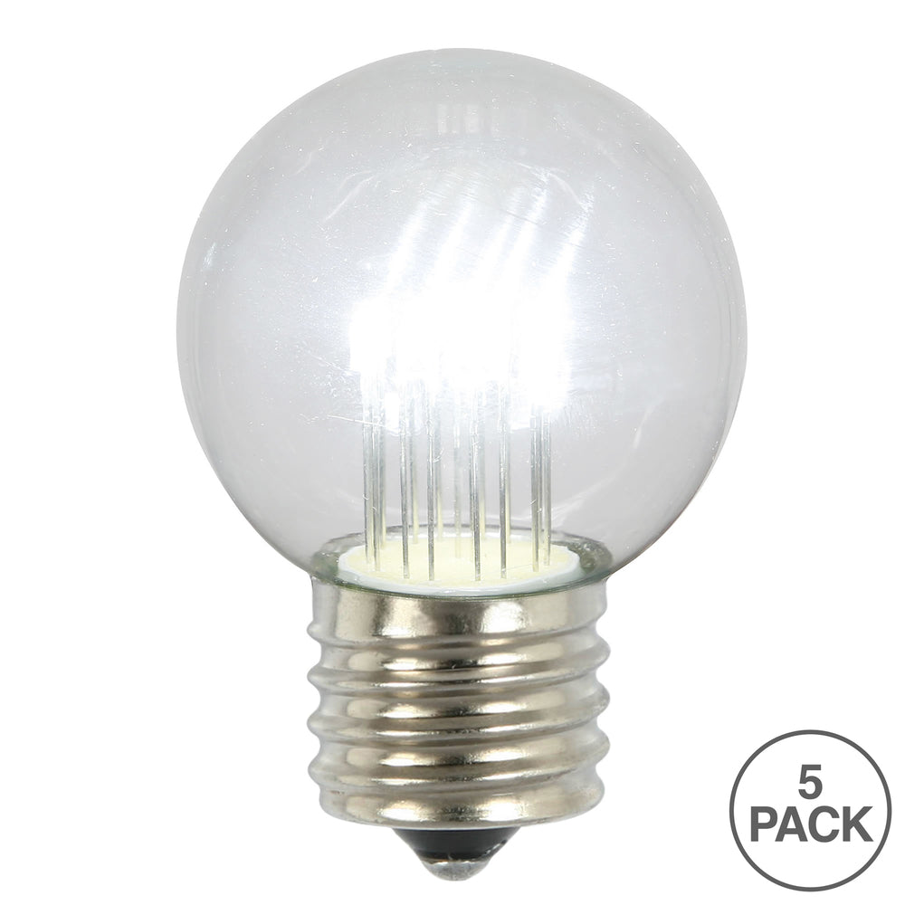 Vickerman Pure White Glass G50 Transparent LED Replacement Bulb 5 per Box