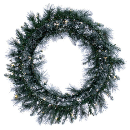 Vickerman 36" Flocked Jackson Pine Artificial Pre-Lit Wreath with 100 Warm White Lights and 195 PVC Tips