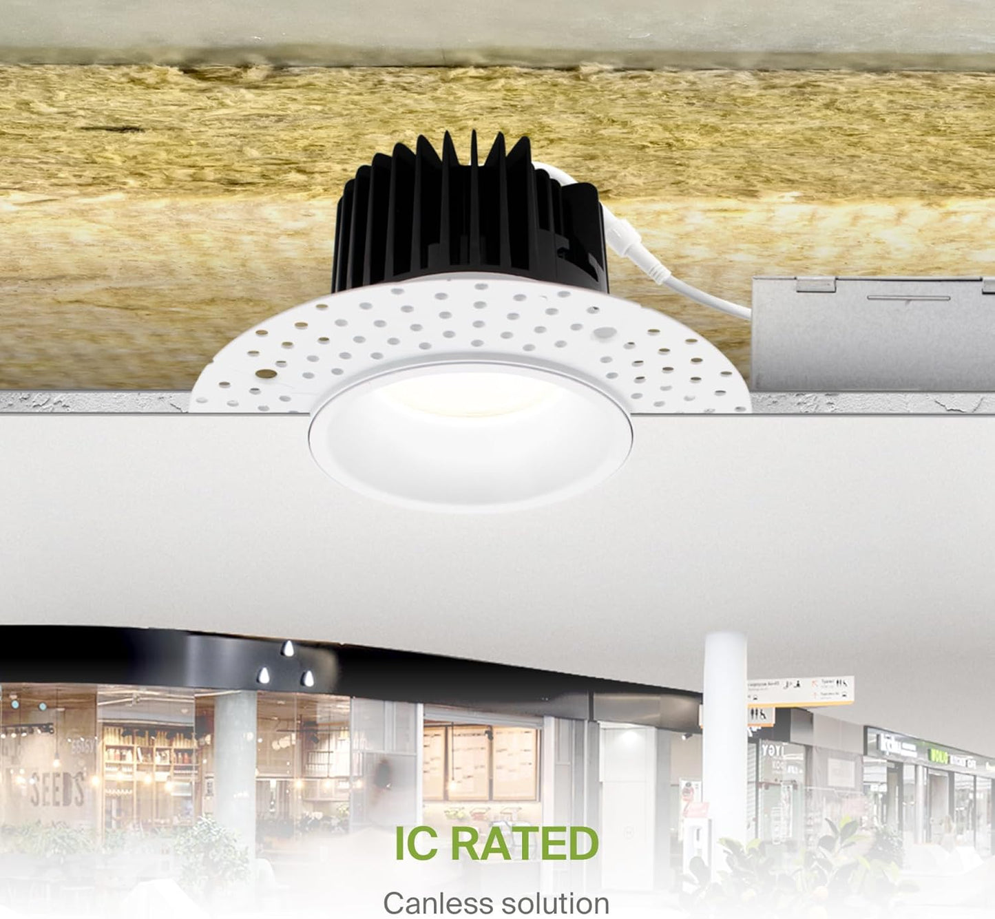 ASD Lighting LED Trimless Downlight Round 4inch 15W 120V Triac 2700/3000/3500/4000/5000K White ETL Energy Star