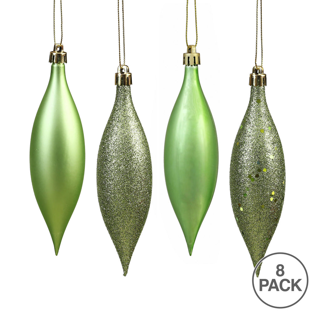 Vickerman 5.5" Celadon Finial Drop Christmas Ornament Assorted 4 Finish 8 per Pack