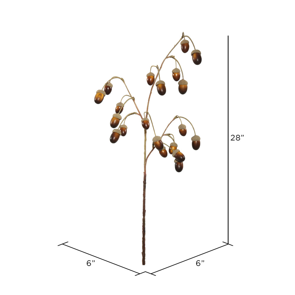 Vickerman 28" Artificial Green and Brown Acorn Spray. Includes 4 sprays per pack.