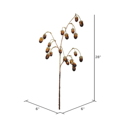 Vickerman 28" Artificial Green and Brown Acorn Spray. Includes 4 sprays per pack.