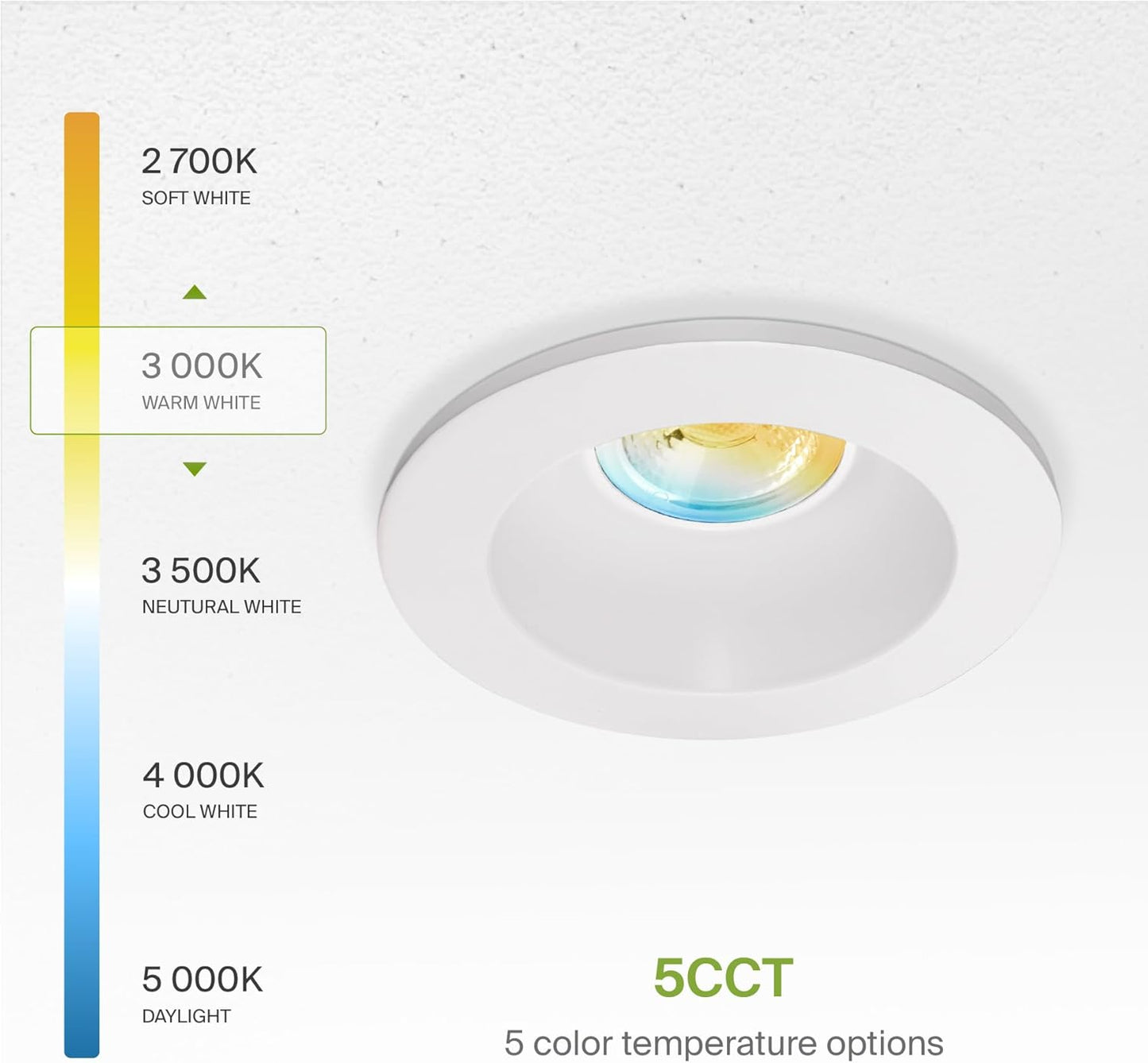 ASD Lighting LED Downlight Round 2inch 15W 120V Triac 2700/3000/3500/4000/5000K White ETL Energy Star