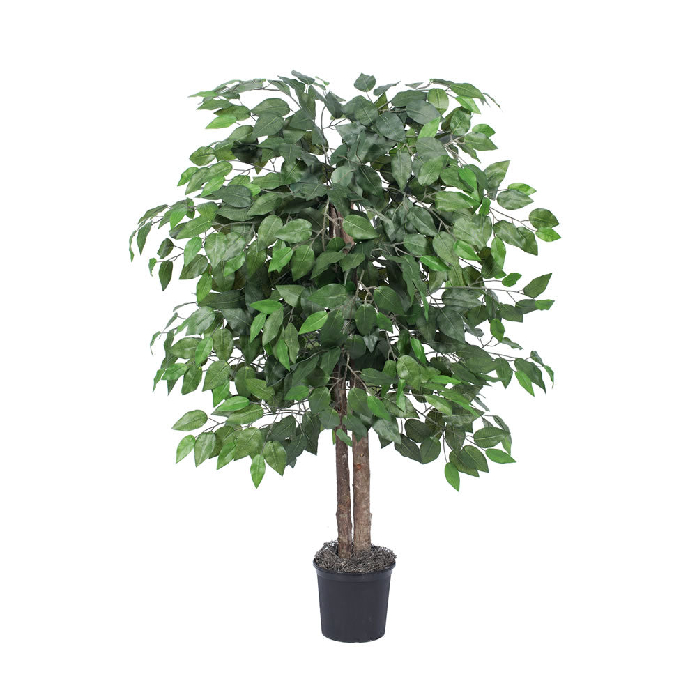 Vickerman 4' Artificial Ficus Bush Black Plastic Pot.