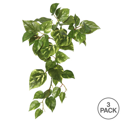 Vickerman 18" Artificial Green Pothos Hanging Bush 3/pk