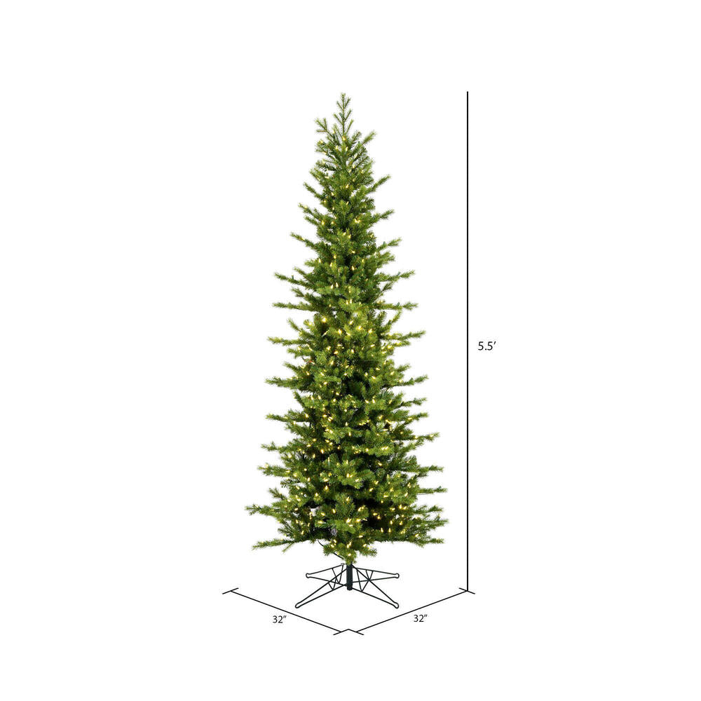 Vickerman 5.5' x 32" Moutauk Pine Artificial Christmas Pencil Tree Warm White Dura-lit LED Lights