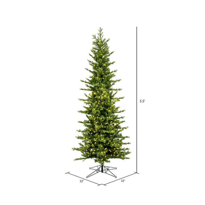 Vickerman 5.5' x 32" Moutauk Pine Artificial Christmas Pencil Tree Warm White Dura-lit LED Lights