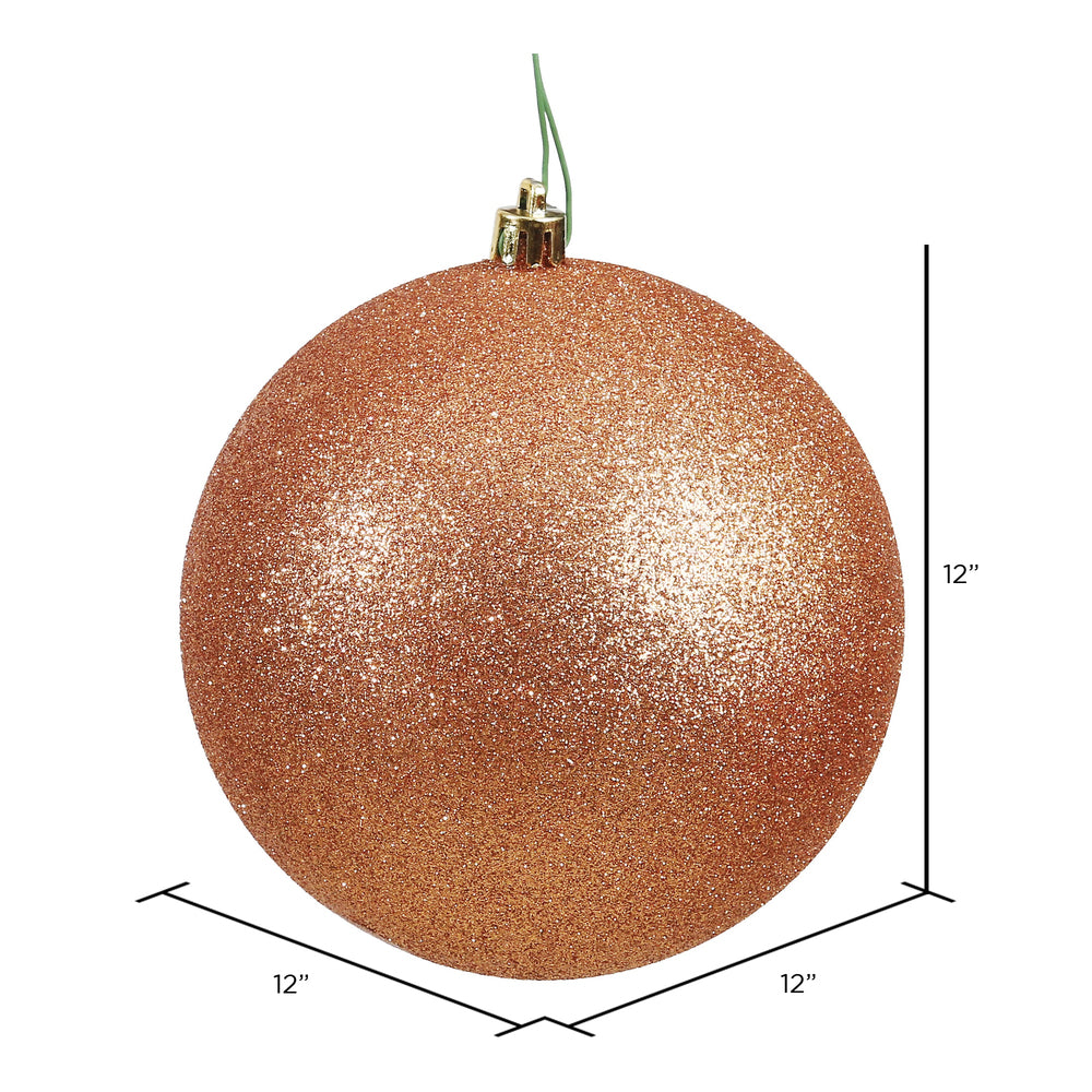 Vickerman 12" Rose Gold Glitter Ball Ornament