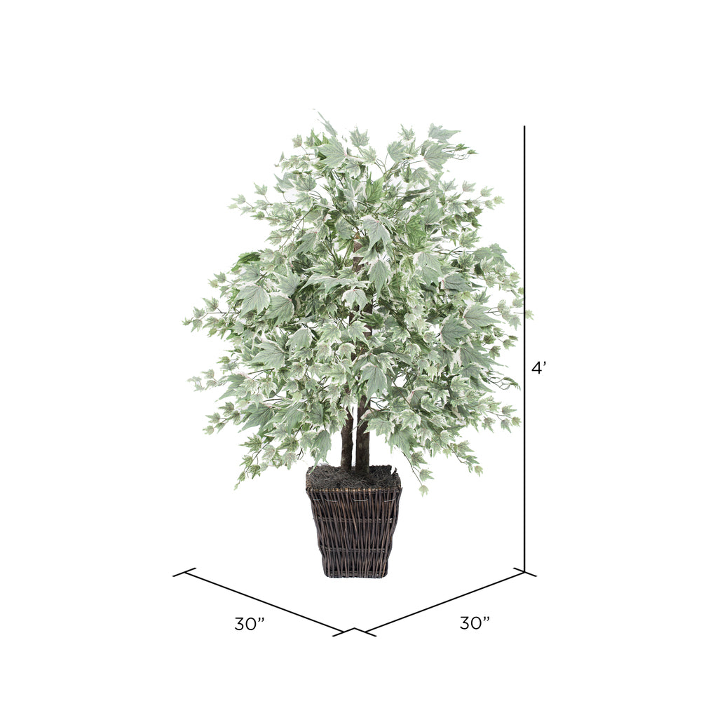 Vickerman 4' Artificial Silver Maple Bush Square Willow Basket.
